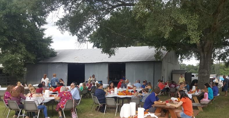 church potluck outdoor by the barn